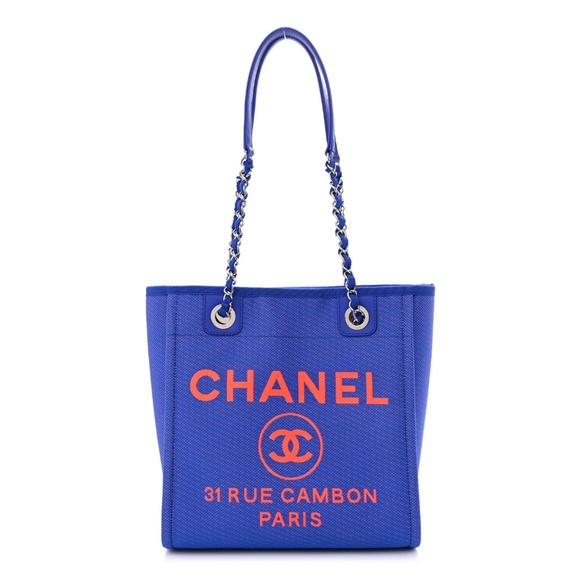 CHANEL Mixed Fibers Mini Deauville Tote Blue Orange - Picture 1 of 6